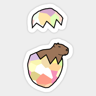 Serious Capybara Popping Out of Funny Easter Egg Sticker